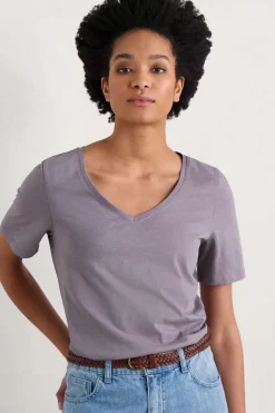 Seasalt Cornwall Burdock Organic Cotton V-Neck T-Shirt (Gots)<Women Tops
