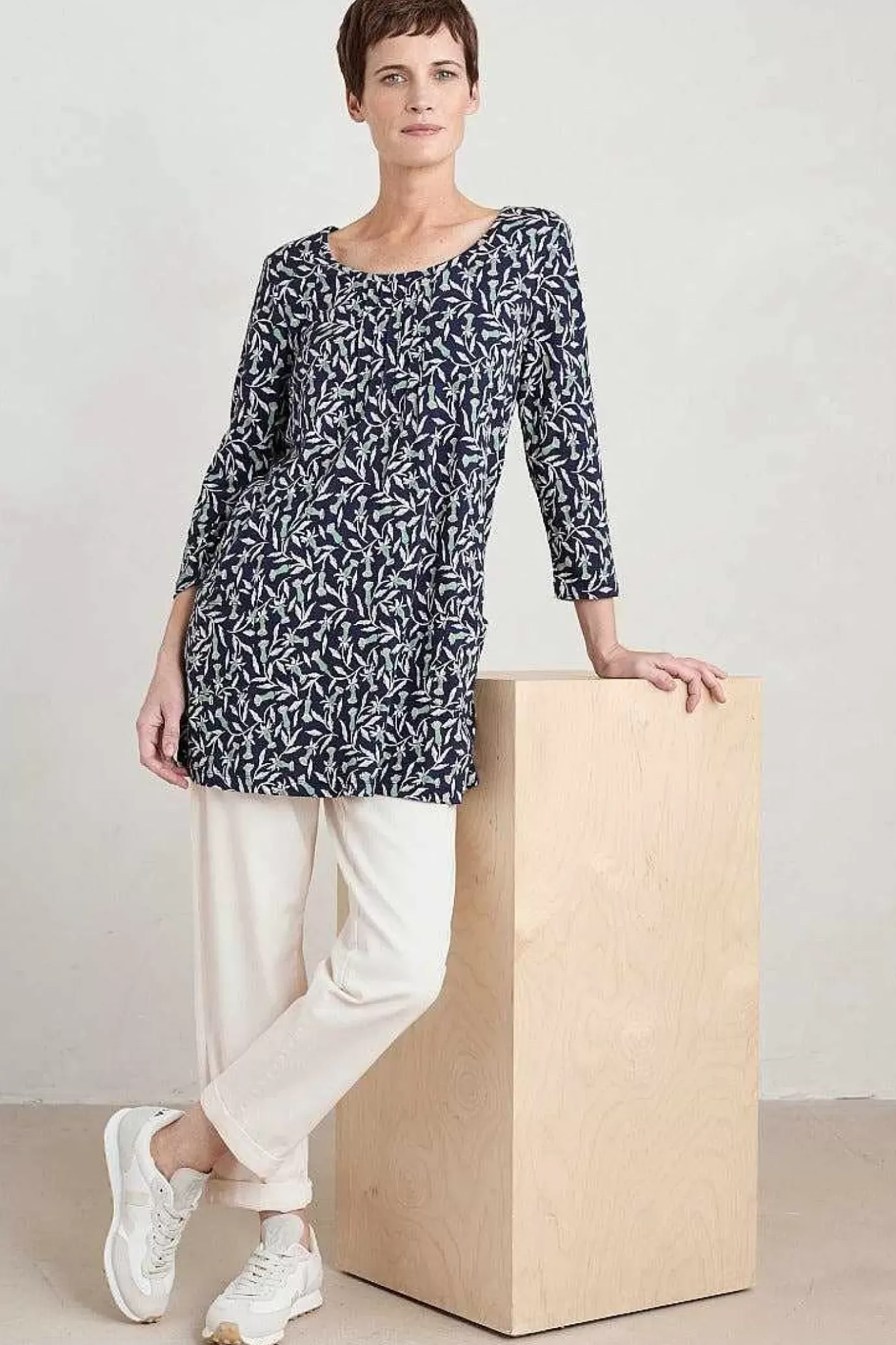 Seasalt Cornwall Busy Lizzy 3/4 Sleeve Slub Jersey Tunic<Women Tunics