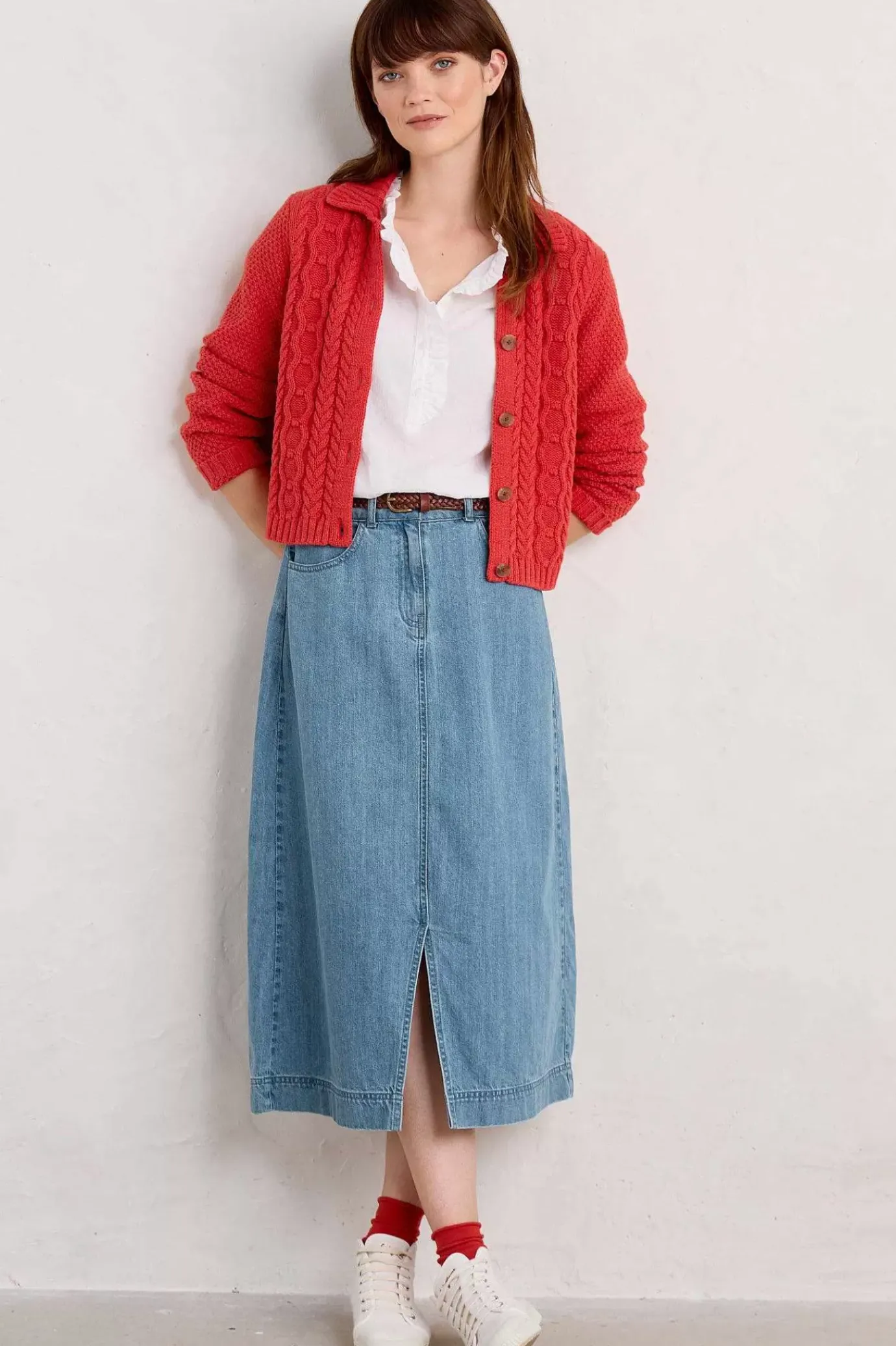 Seasalt Cornwall Forest Ridge Cable Knit Collared Cardigan<Women Knitwear