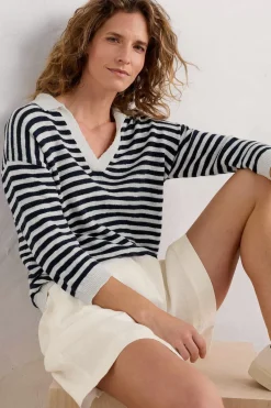 Seasalt Cornwall Gwynver Lightweight V-Neck Collared Jumper<Women Knitwear