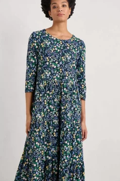 Seasalt Cornwall Line Strokes Tiered Jersey Dress (Gots)<Women Dresses
