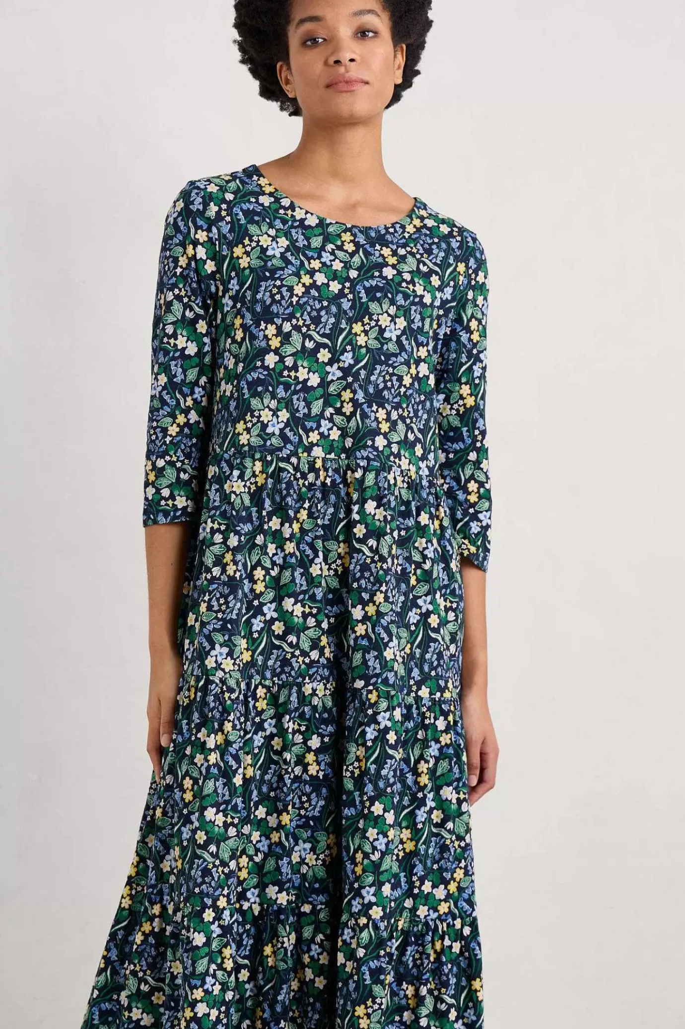 Seasalt Cornwall Line Strokes Tiered Jersey Dress (Gots)<Women Dresses