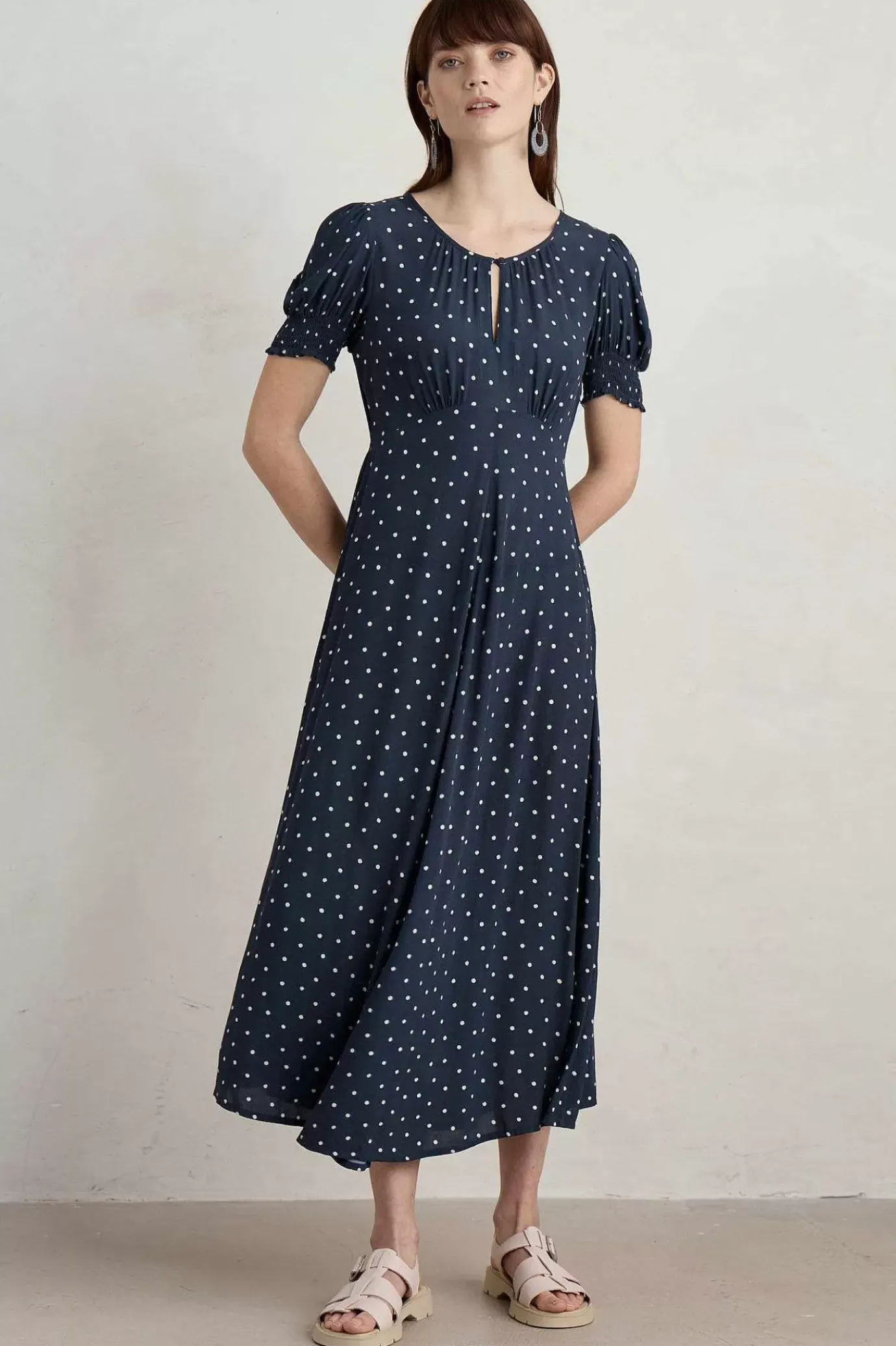Seasalt Cornwall Marsh Violet Short Sleeve Empire Line Dress<Women Dresses