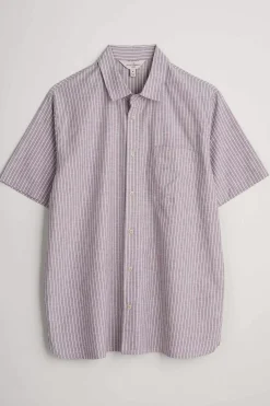 Seasalt Cornwall Men's Blue Heron Striped Short Sleeve Shirt<Men Tops & T-Shirts