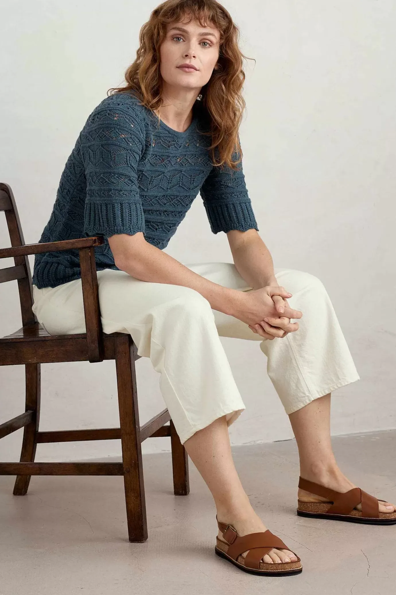 Seasalt Cornwall River Cross Pointelle Knit Top<Women Knitwear