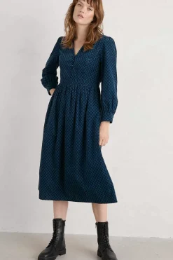 Seasalt Cornwall Rose Cottage Printed Cord Midi Dress<Women Dresses