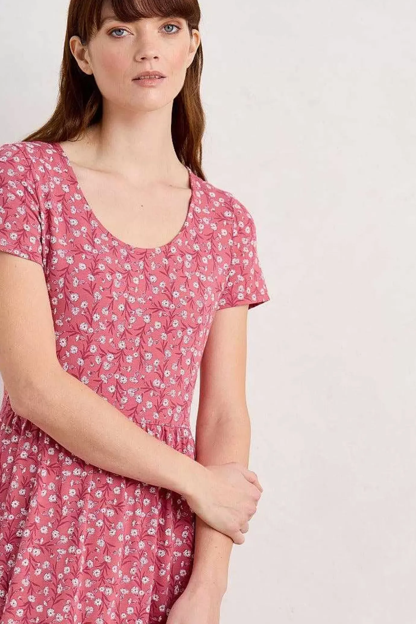 Seasalt Cornwall Tor View Short Sleeve Tiered Jersey Dress<Women Dresses