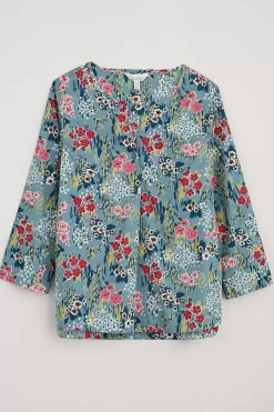 Seasalt Cornwall Watercolour Sketch 3/4 Sleeve Top (Gots)<Women Tops